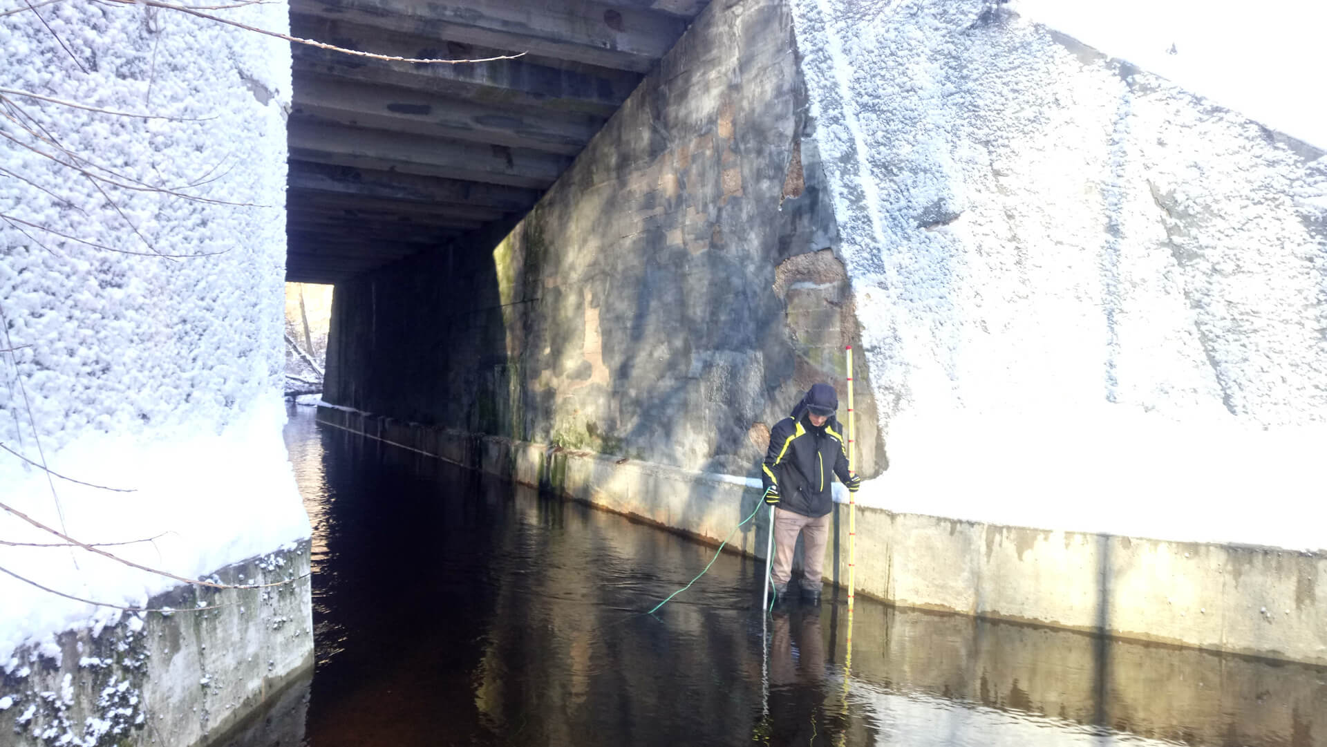 river dam during winter