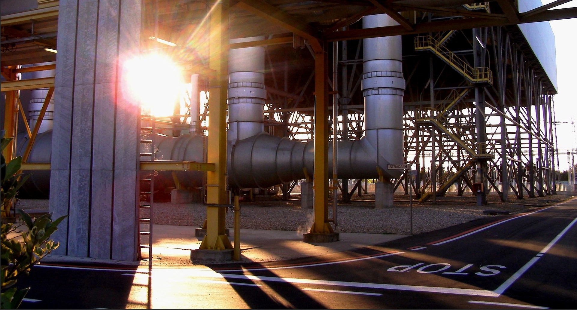 Power plant at sunset
